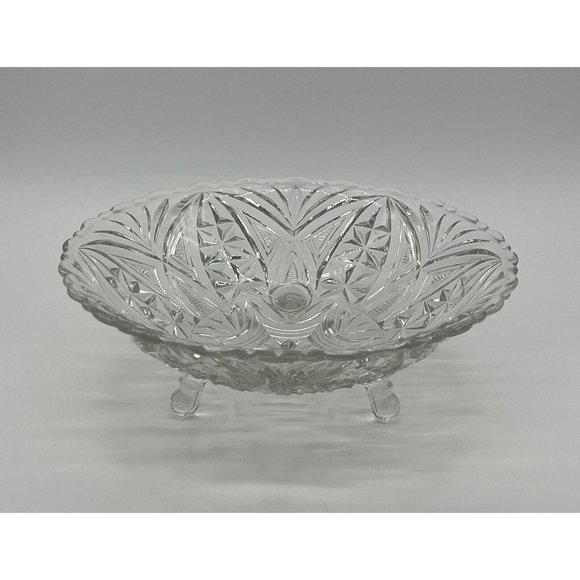Beautiful Anchor Hocking Clear Pressed Glass #AHC26 3-Toed Footed Bowl - Picture 2 of 7